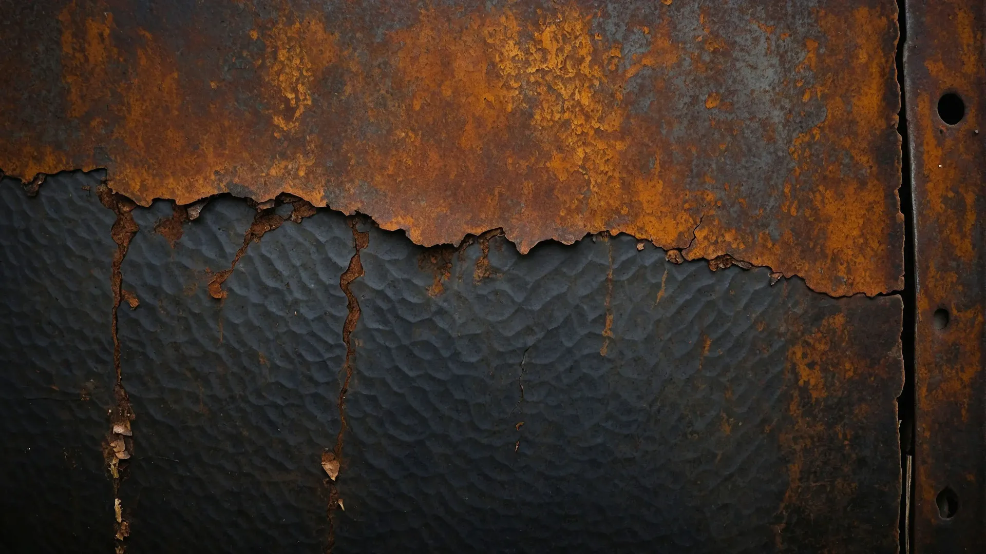 Weathered Rust Cracks Texture on Metal Panel